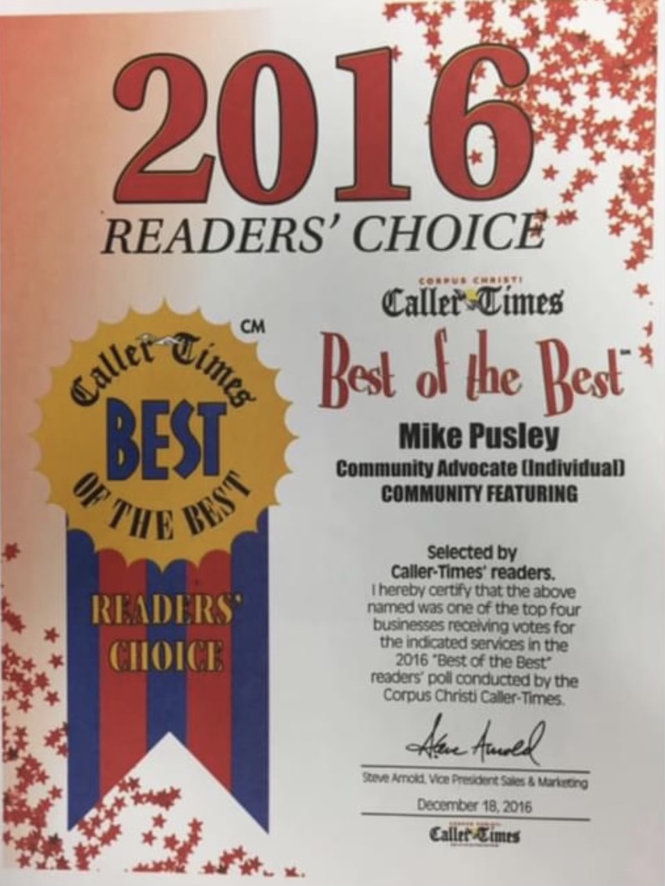 2016 Reader's Choice Award